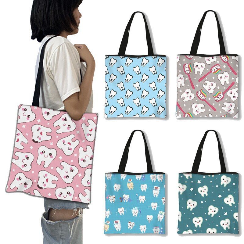 Handbag Casual Tote Bag Shoulder Purse Travelling Storage Pouch Polyester Print