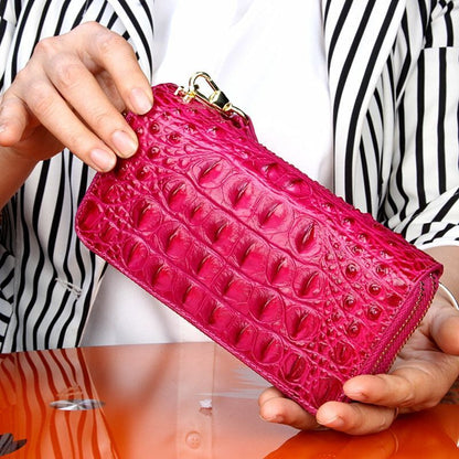 Genuine Leather Wallet Print Luxury Women Purse Cotton 17.5x4.5x9 Cm Traveling