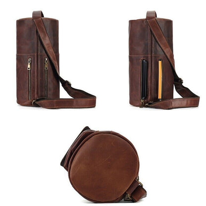 Men's Sling Backpack, Crazy Horse Leather Large Capacity Chest Bag Crossbody Bag