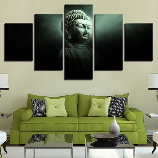Buddha Meditation Statue Buddhism Canvas Prints Painting Wall Art Home Decor 5PC