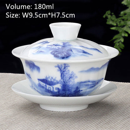 Chinese Tea Brewer Gaiwan Small Porcelain Tureen Sancai Cup Bowl With Saucer Lid