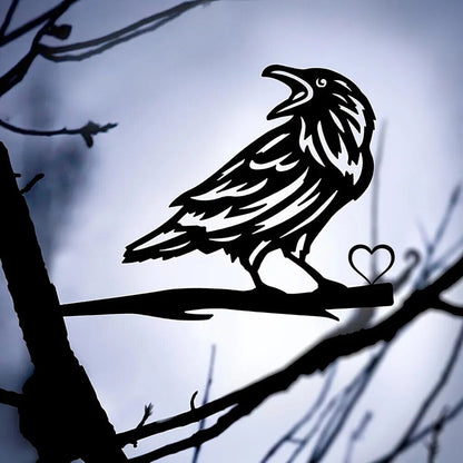 Iron Silhouette Crow Trunk Stake Fence Ornament Iron Crafts Wall Art Decoration