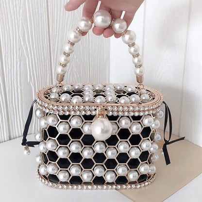 Pearl Handbag and Purses Women Wedding Party Clutch Bag Handle Evening Bags