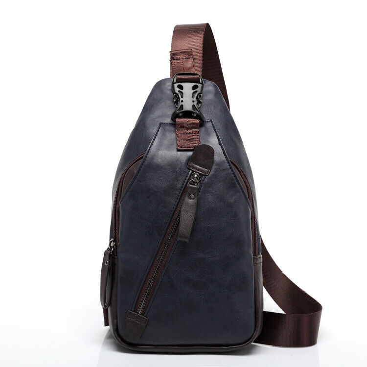 Men's Sling Backpack Faux Leather Crossbody Chest Bags Casual Daypack Sport Bags