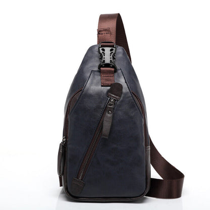 Men's Sling Backpack Faux Leather Crossbody Chest Bags Casual Daypack Sport Bags