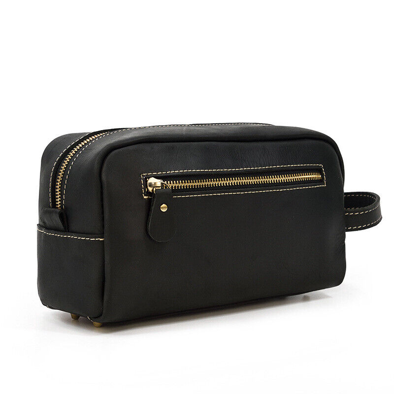 Men's Real Leather Large Clutch Purse Bags Vintage Brown Handbag Zipper Wallets