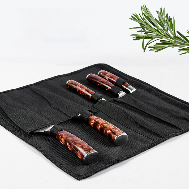 Chefs 5pcs Knife Storage Bag Black Oxford Knives Organizer Storage Roll Bags US