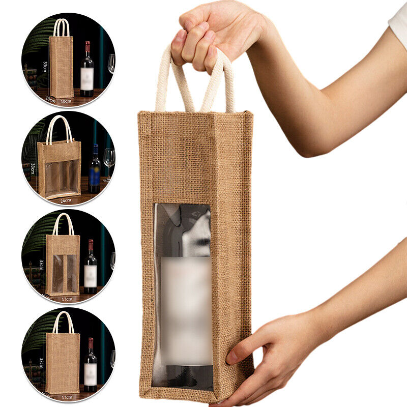 Burlap Wine Bag Packing Case Flax Clear Storage Handle Bag Red Wine Gift Bag