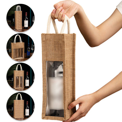 Burlap Wine Bag Packing Case Flax Clear Storage Handle Bag Red Wine Gift Bag