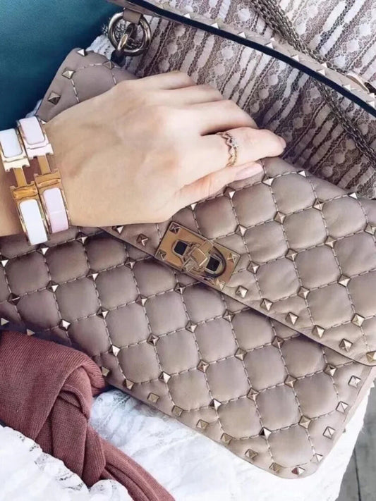 Women Sheepskin Leather Rivet Handbags Chain Bag Shoulder Bags Woman Bags