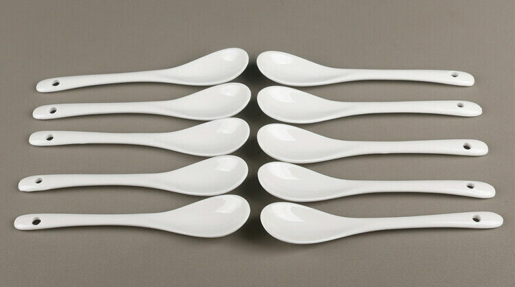 10Pcs 5 Inch Porcelain Ceramic Spoon Coffee Tea Cup Mug Latte Sugar Dessert