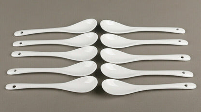 10Pcs 5 Inch Porcelain Ceramic Spoon Coffee Tea Cup Mug Latte Sugar Dessert