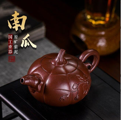 Chinese Yixing Teapot Pumpkin Zisha Clay Pottery Shape Clay Pot 380 Cc