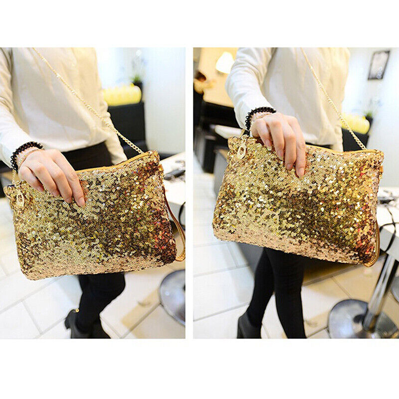 Evening Clutch Bag Glitter Sequin Handbag Sparkling Wallet Ladies Shoulder Bag