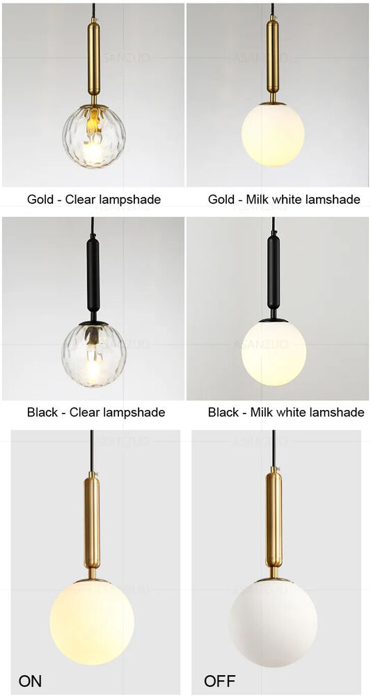 Pendant Lights Modern LED Glass Ball Gold Black Indoor Kitchen Dining Lamp Decor