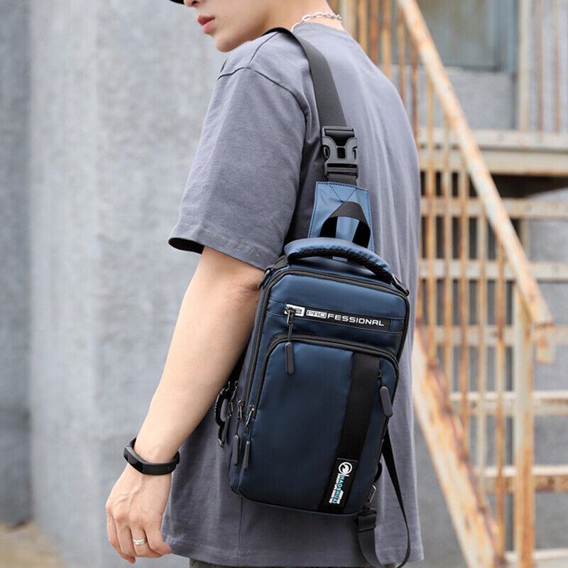 Backpack Chest Pack Shoulder Bag with USB Charging Port Nylon Cross body Bags