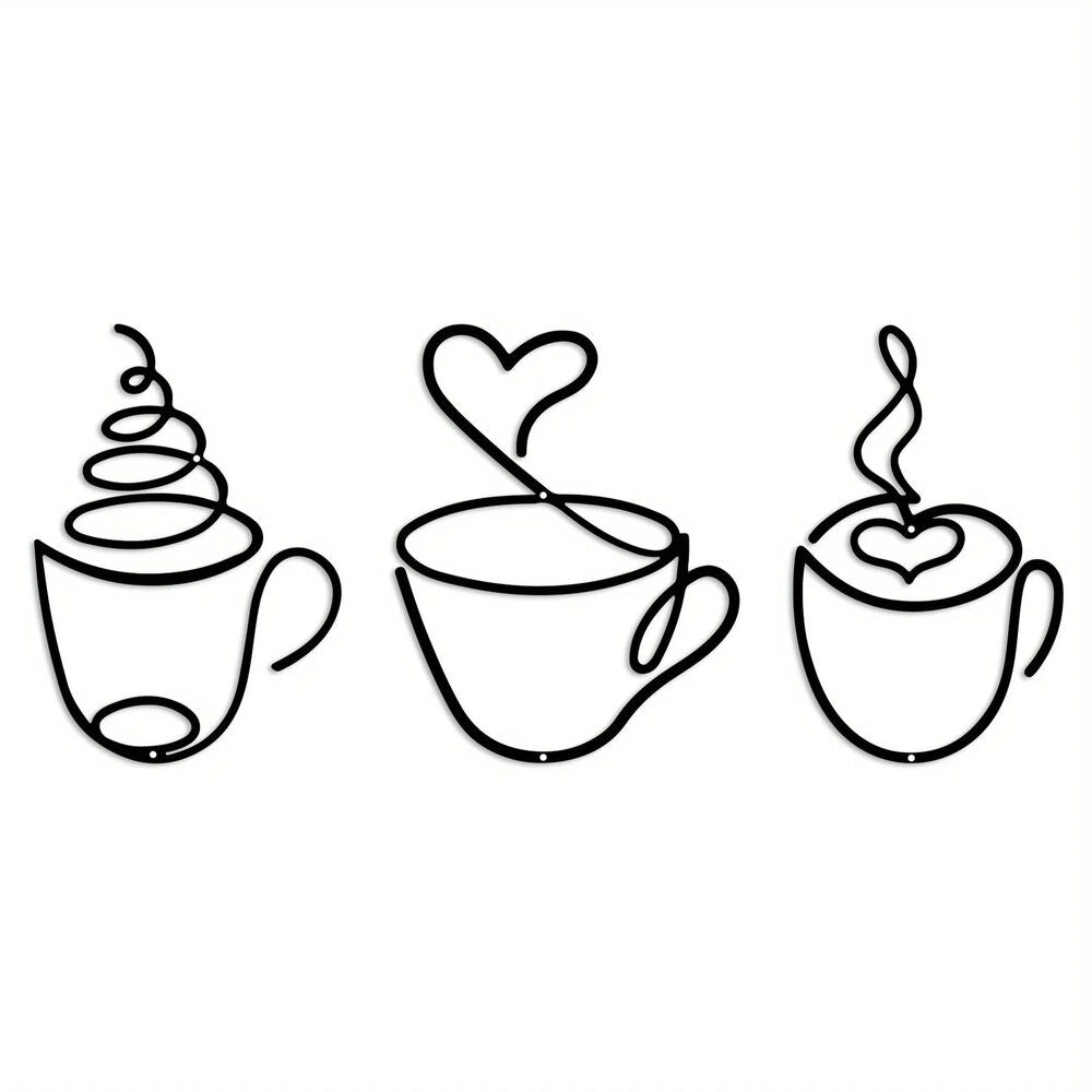Add a Touch of Charm to Your Kitchen with this 3pcs Coffee Cup Wall decor metal