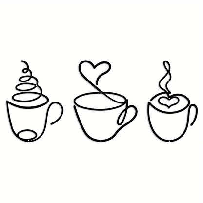 Add a Touch of Charm to Your Kitchen with this 3pcs Coffee Cup Wall decor metal