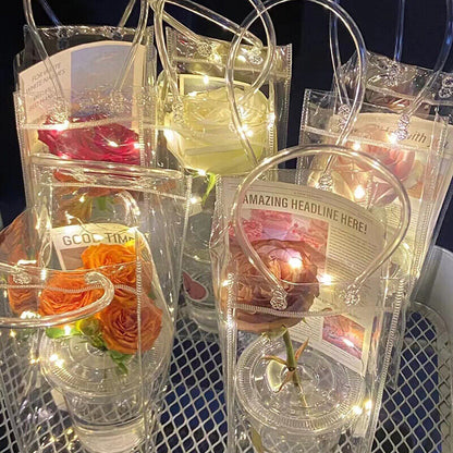 PVC Flower Bag Stall Flower Bag Transparent Tote Bag DIY Single Flower Packaging