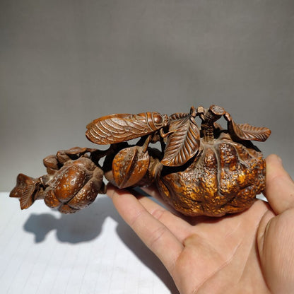 chinese wooden carving Cicada sculptures carved home decor peanut statue ancient