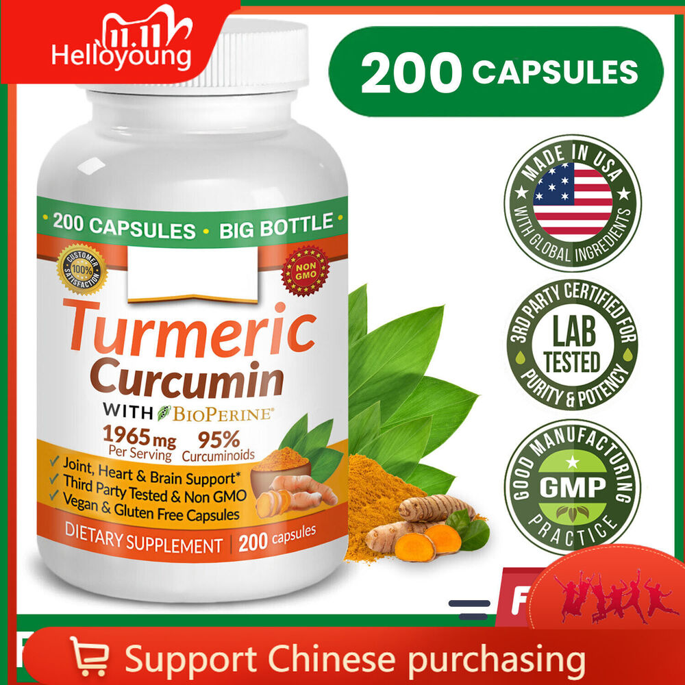TURMERIC CURCUMIN & BIOPERINE BLACK PEPPER | 1965MG STRENGTH 200 CAPSULES |