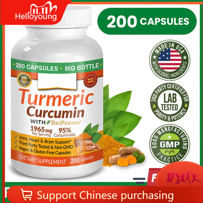 TURMERIC CURCUMIN & BIOPERINE BLACK PEPPER | 1965MG STRENGTH 200 CAPSULES |
