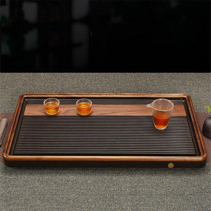Bakelite Tea Tray Solid Wood Reservoir Tea Table Chinese Character Relief Large