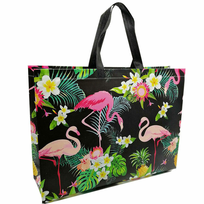 Reusable Shopping Bag Pouch Travel Flamingo Printed Non-woven Fabric Folding Bag