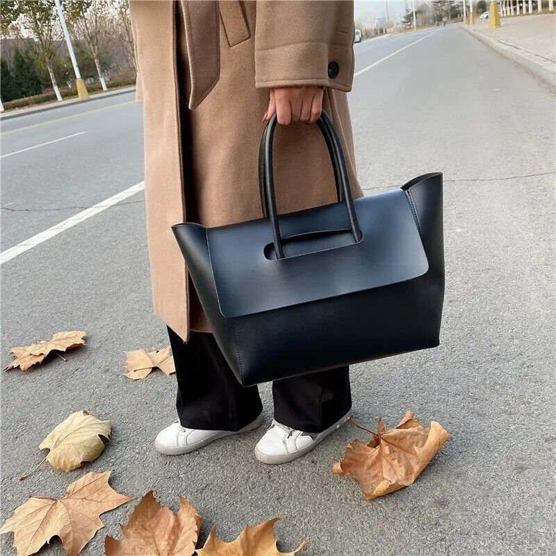 2023 Handbags Woman Tote Bag Simple PU Leather Female Shoulder Bag