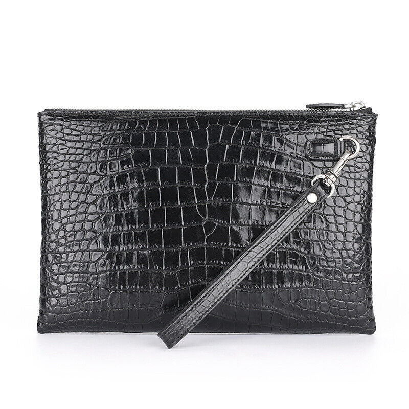 Handcrafted Alligator Crocodile Belly Leather Men's Business Clutch Envelope Bag