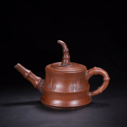 l-0Chinese Yixing Zisha Clay Handmade Exquisite Teapot （竹韵 底款：顾景舟）