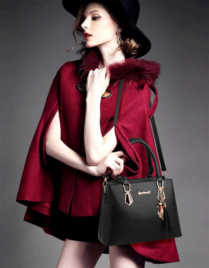 2pc Set Women PU Leather Handbags Shoulder Bags Tote Messenger Bag Satchel Purse