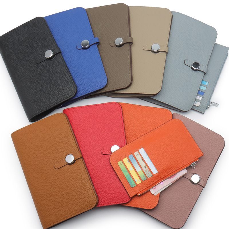 Genuine Leather Passport Cover Unisex Organizer Wallet Long Purse Hasp Money Bag