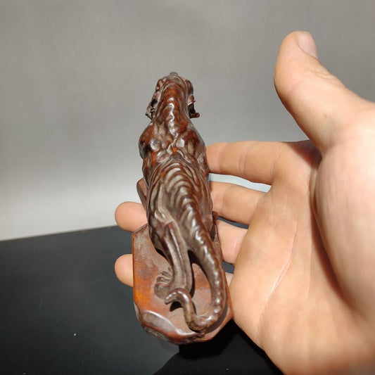 vintage chinese wooden carving Tiger statue desk decor room home wood carved