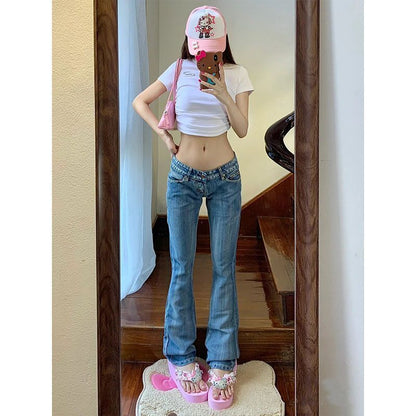 Hellokitty Low Waist Flare Jeans Women's Y2K Bootcut