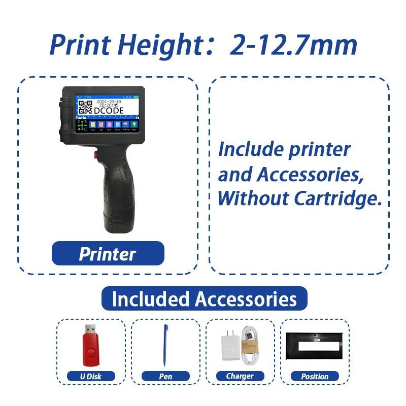 DCODE 1755PLUS 12.7mm Portable Handheld Inkjet Printer Text QR Barcode Machine