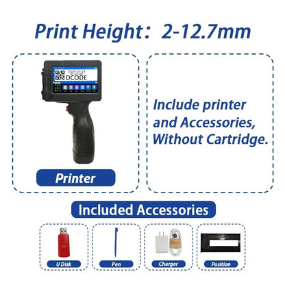 DCODE 1755PLUS 12.7mm Portable Handheld Inkjet Printer Text QR Barcode Machine