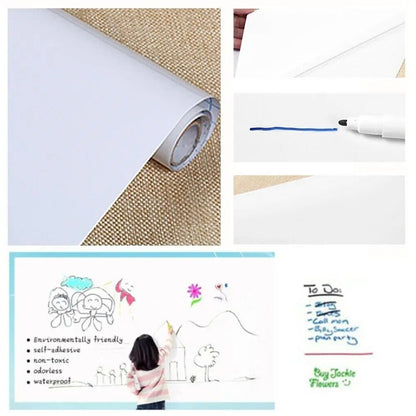 Whiteboard Stickers PVC Waterproof Wallpaper Decor Message Board W/ Pen 45x200cm