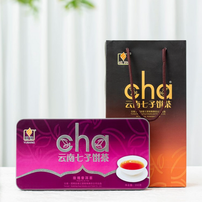 200g Rose Puerh Tea Iron Box Yunnan Seven Zi Cake Ripe Tea 7.05oz