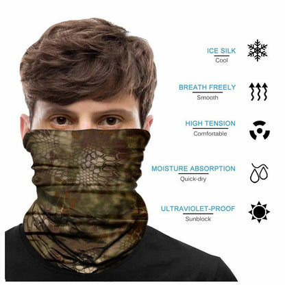 Neck Gaiter Bandana Buff Hiking Camping Hunting Tube Scarf Headwear Mask 50*25CM