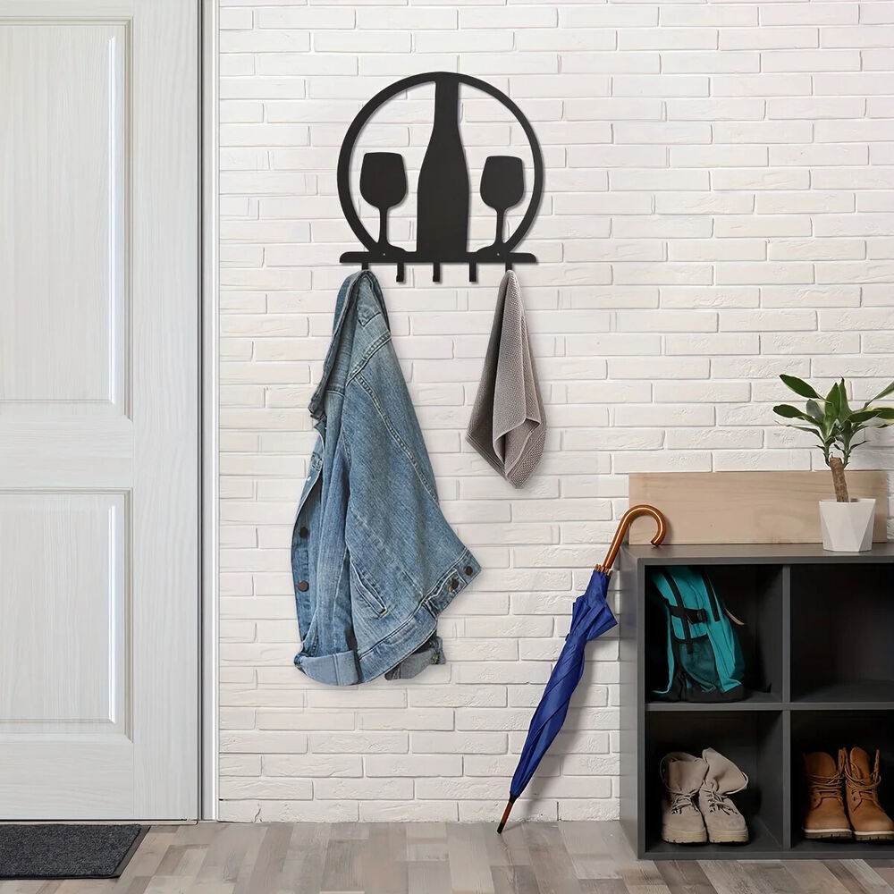 Metal Silhouette Key Hooks Living Room Wall Decor Wall-mounted Hooks Key Holder
