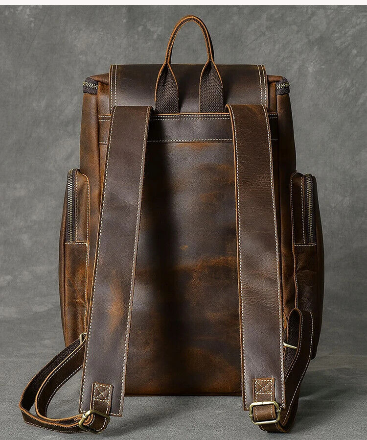 Leather Men's Backpack male computer bag15.6 inch laptop bags Travel Backpacks