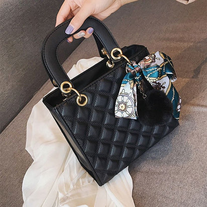 Small Handbag Ribbon Shoulder Bag Synthetic Leather Messenger Purse 21*19*9 CM