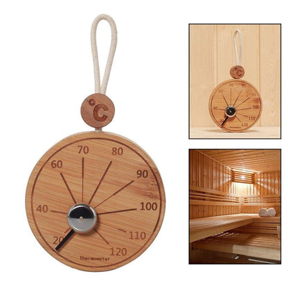 Hygrometer Sauna Thermometer Durable 4 Inch Bamboo Round Temperature Measurement