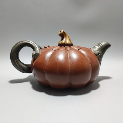 Vintage Chinese Yixing Purple Clay Teapot Zisha Ceremony Ceramic Pumpkin Teaware