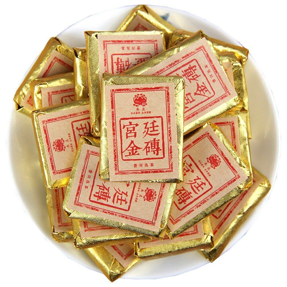2016 Gold Brick Ripe Pu er Tea Yunnan Date Fragrant Small Square Shu Puerh 100g