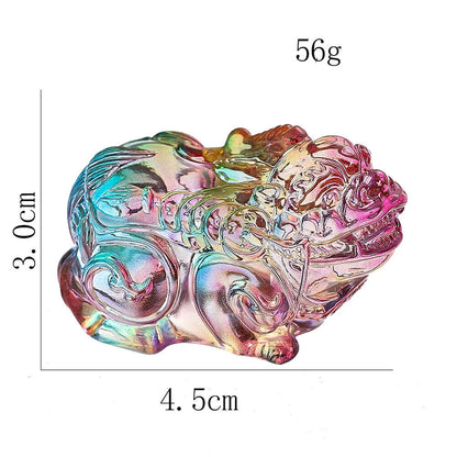 Figurine Crystal Glass Mythical Wild Animal Feng Shui Lucky Pixiu Statue 4.5x3cm