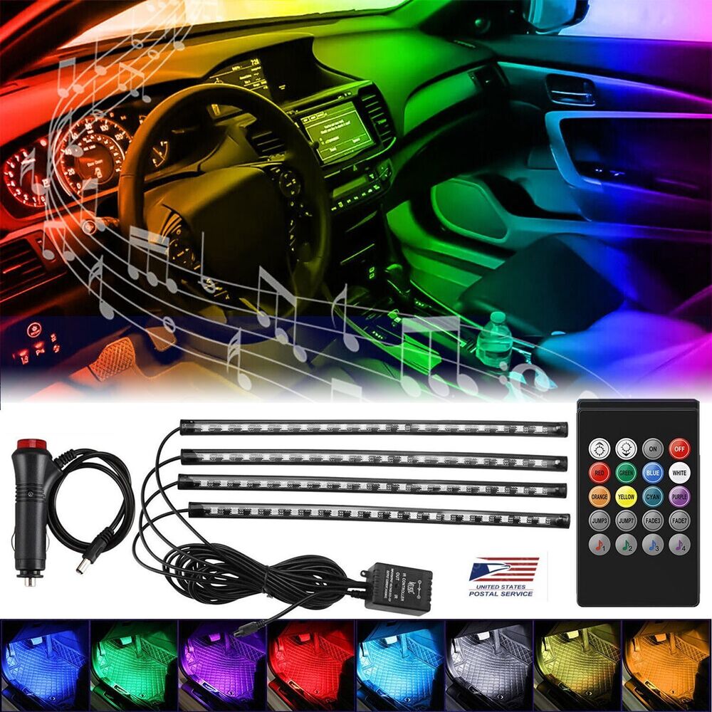 RGB 48 LED Light Strip Car Floor Interior Atmosphere Neon Lamp Multicolor LED