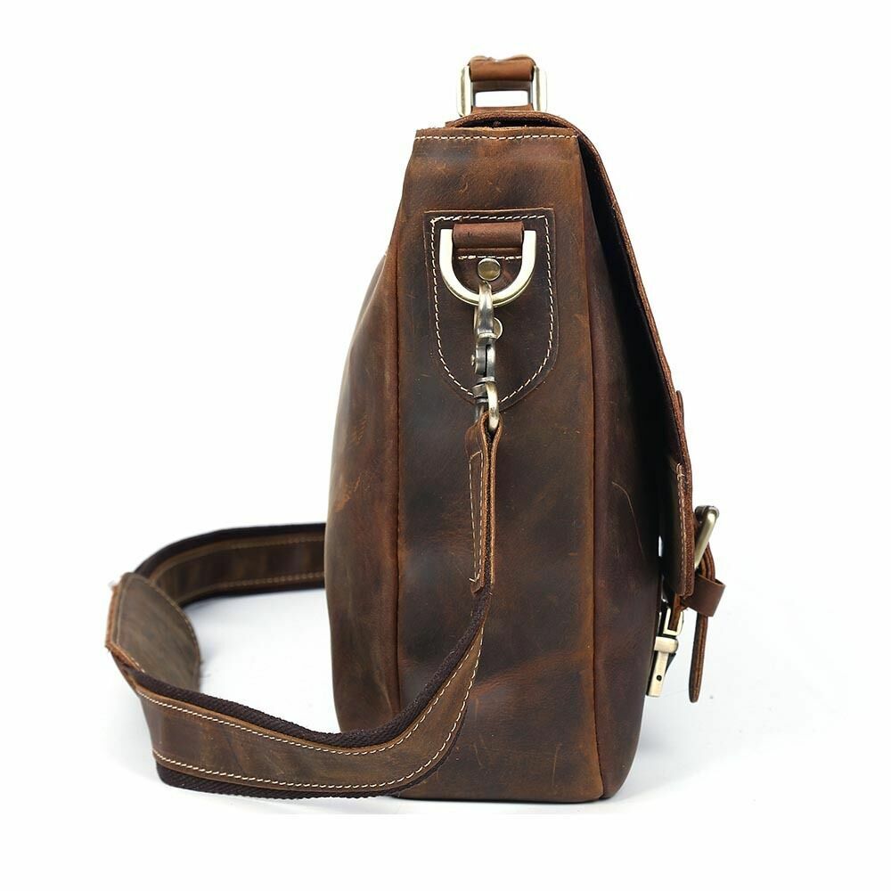 Mens Real Leather Briefcase Messenger Bag 15" Laptop Case Brown Handbag Satchel