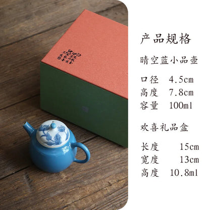 Tea Pot,Blue Glaze,Japanese Teapot,Portable Travel Infusers,Samovar Chines Set